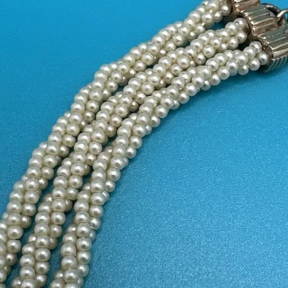 Vintage Ciner Gold Tone Pearl Twist Necklace Clip On Earrings Runway Set Signed